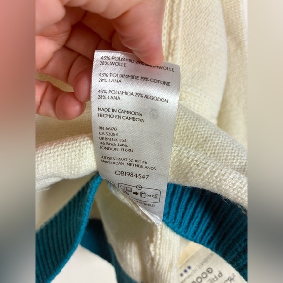 Free People Into the Blue Wool Blend Crop Sweater in Tropical Blue Combo Medium - Picture 8 of 12